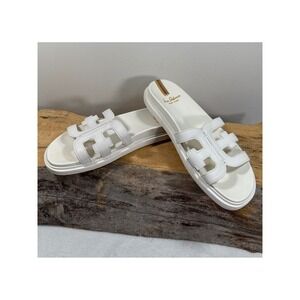 Sam Edelman White Valeri Leather Womens 11 H Slide Sandals Lux Comfy Designer